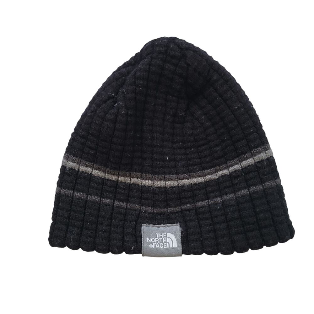 The North Face Size OS Boy's Kids Caden Knit‎ Beanie Black Striped Ribbed